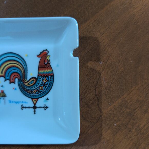 Vintage Swedish Berggren Rooster Ceramic Ash Tray Square MCM 1960s 4.25” - Picture 5 of 7